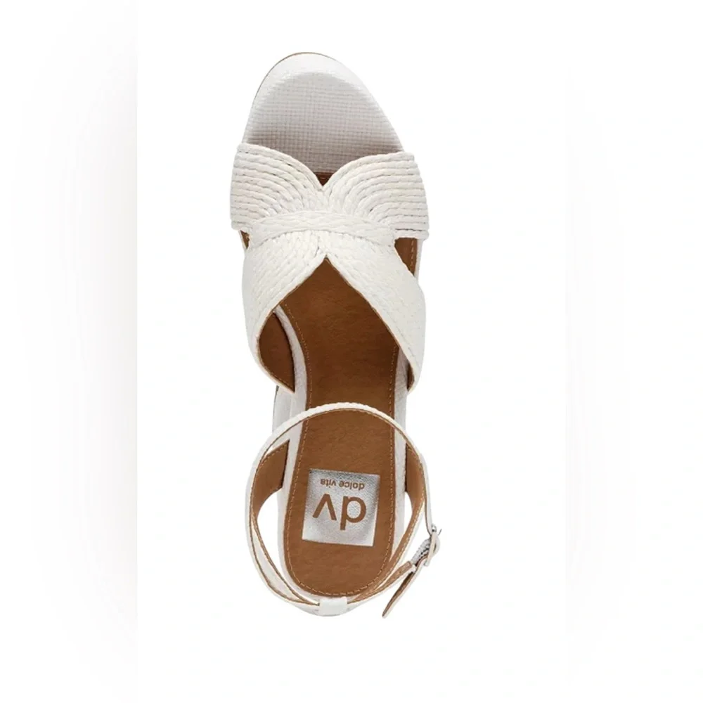 DV DOLCE VITA WAYLAN RAFIA PLATFORM DRESS SANDALS WOMENS WHITE COLOR SIZE 9.5 M